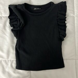 Zara ruffled black top